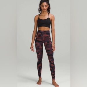Lululemon Athletica Burgundy and Black Camouflage Leggings Women’s Size: 4